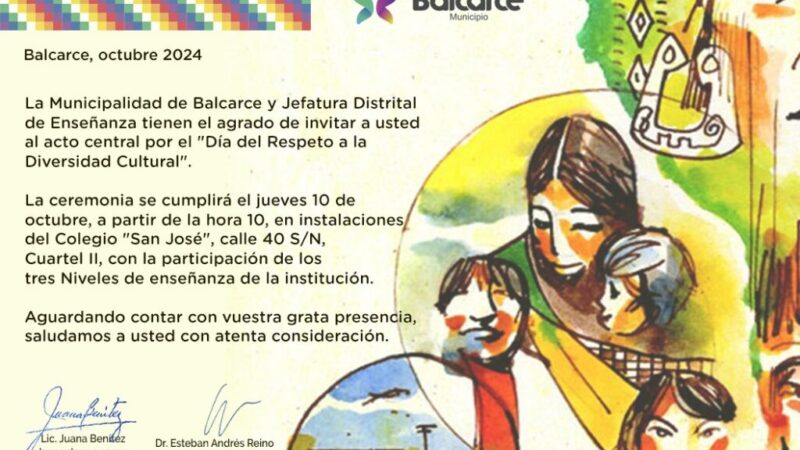 LA PRÓXIMA SEMANA SE REALIZARÁ EL ACTO POR EL “DÍA DEL RESPETO A LA DIVERSIDAD CULTURAL”