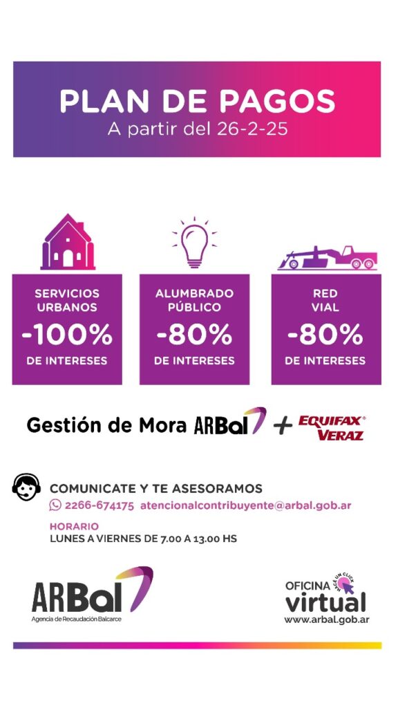 ARBAL HABILITA NUEVO PLAN DE PAGO CON UN VIGENCIA DE DOS MESES