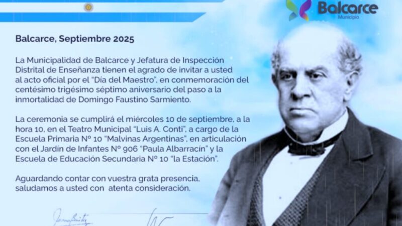 Mañana se realizará el acto por el «Día del Maestro»