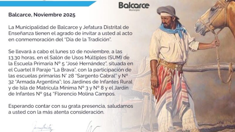 Se conmemorará el Dia de la Tradición en la escuela Nº 5 “José Hernandez”