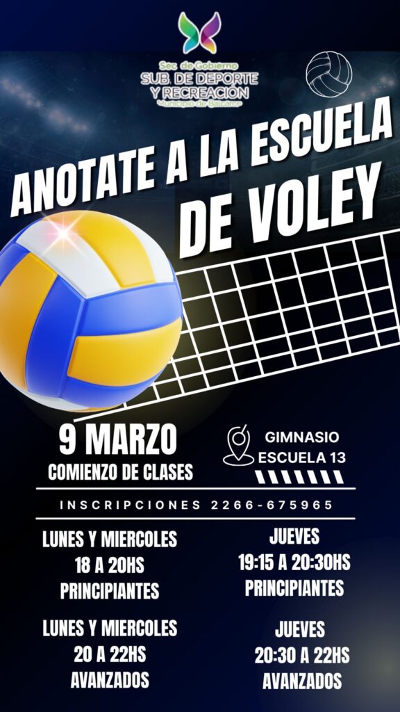 Inscripción abierta para la Escuela Municipal de Voley