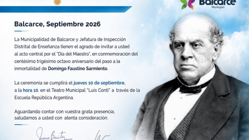 El jueves se realizará el acto por el Día del Maestro