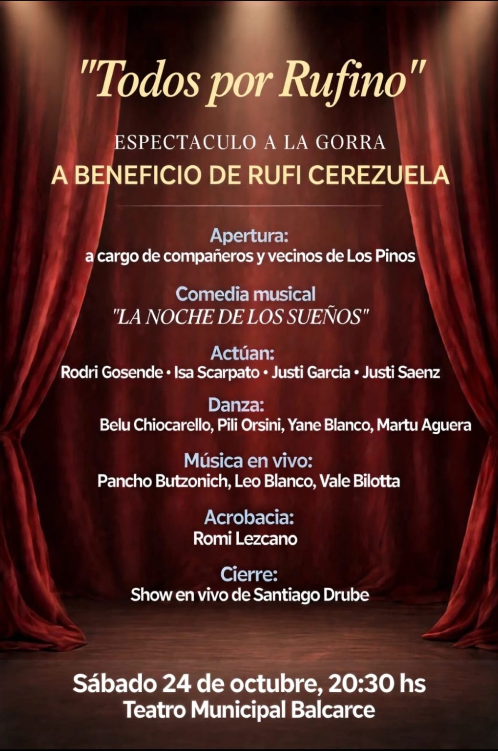 “Todos por Rufino”: Un espectáculo solidario en el Teatro Municipal